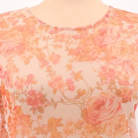 Zara Floral Sheer Mesh Top Womens Y2K Fairy Grunge Romantic Indie‎ Sleaze Size M - Picture 3 of 9